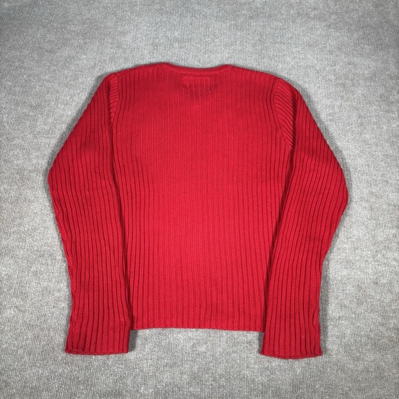 Vintage Hollister Sweater‎ Mens L Pullover Red Knit Surfer Rib V Neck Y2K - Picture 4 of 8